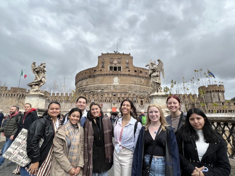 A photo of the group in front of Castel Sant’Angelo