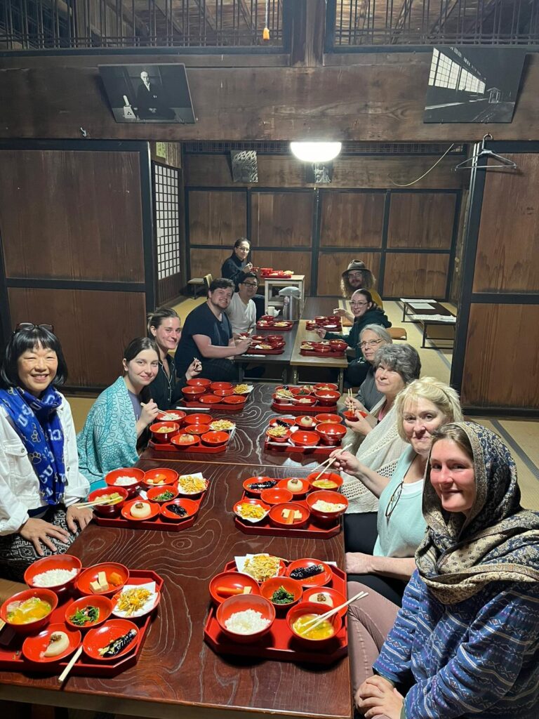 Group dinner at temple