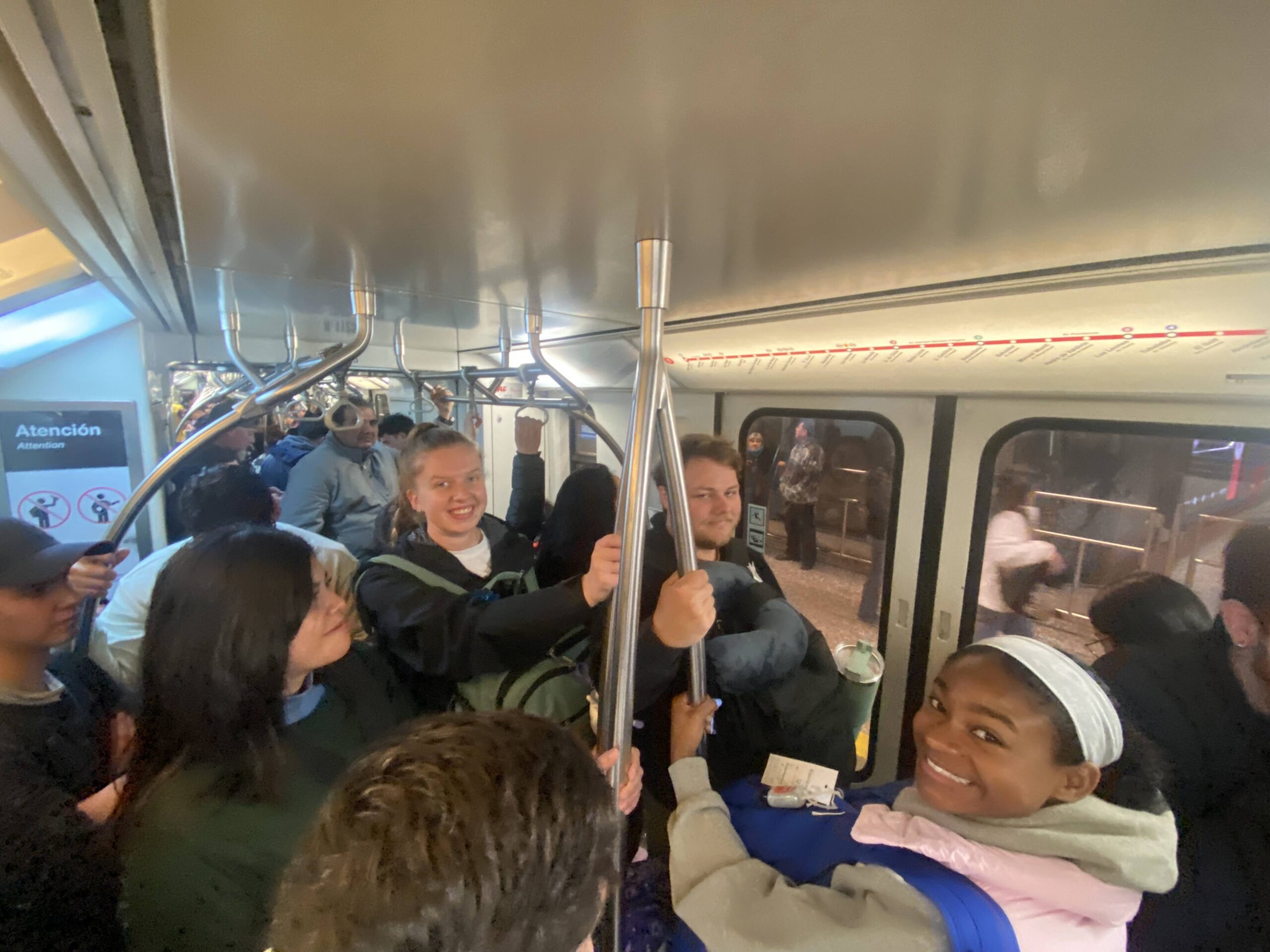 Group on the Santiago Metro