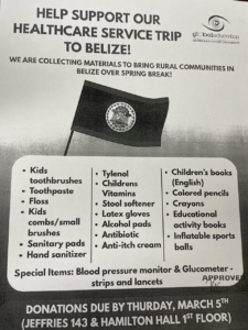 Belize donation flyer