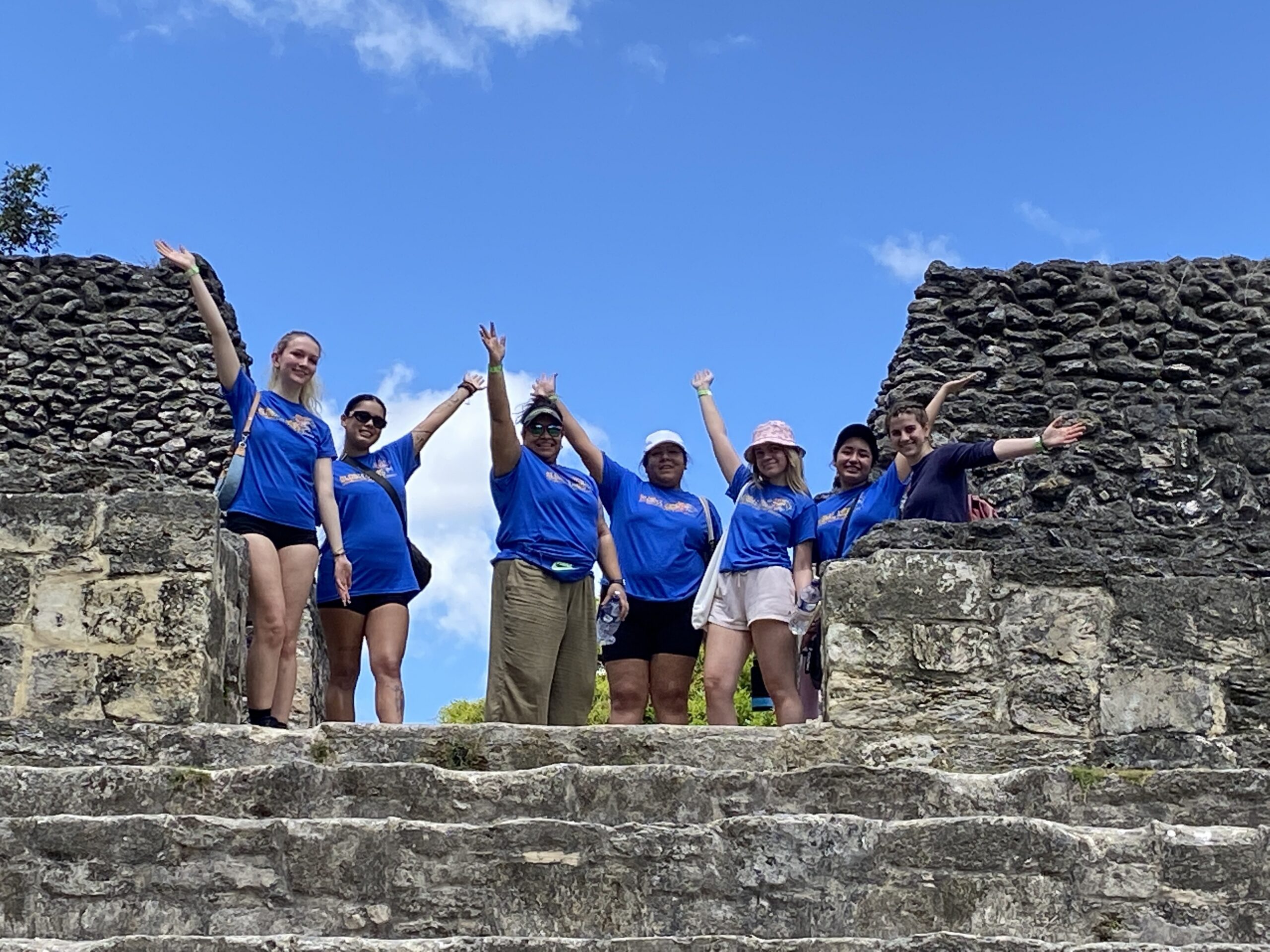 Group photo by the Mayan Ruins